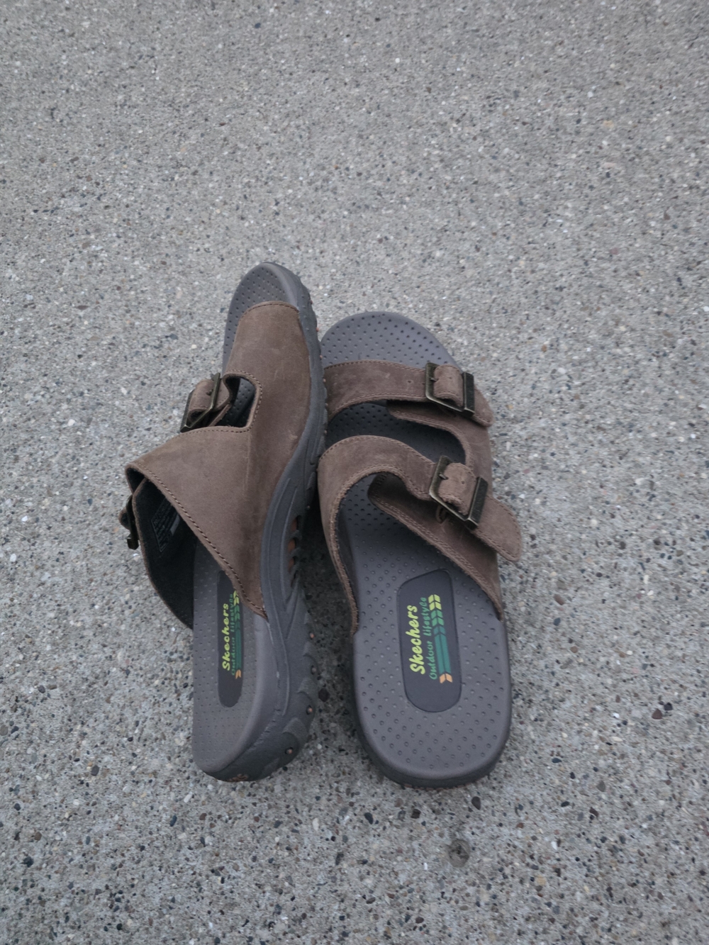 Skechers  Brown Dual-Strap Slide Sandals Women Size 10 - Picture 9 of 11